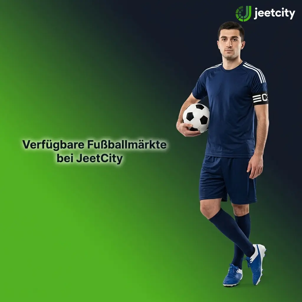 Verfügbare Fußballmärkte bei JeetCity: 1X2, Über/Unter, Handicap und Torschütze