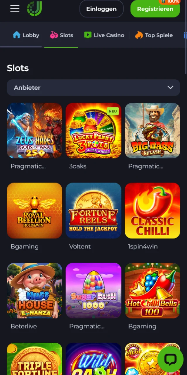 Spiele aufregende Spielautomaten in der mobilen JeetCity App um Gewinne.