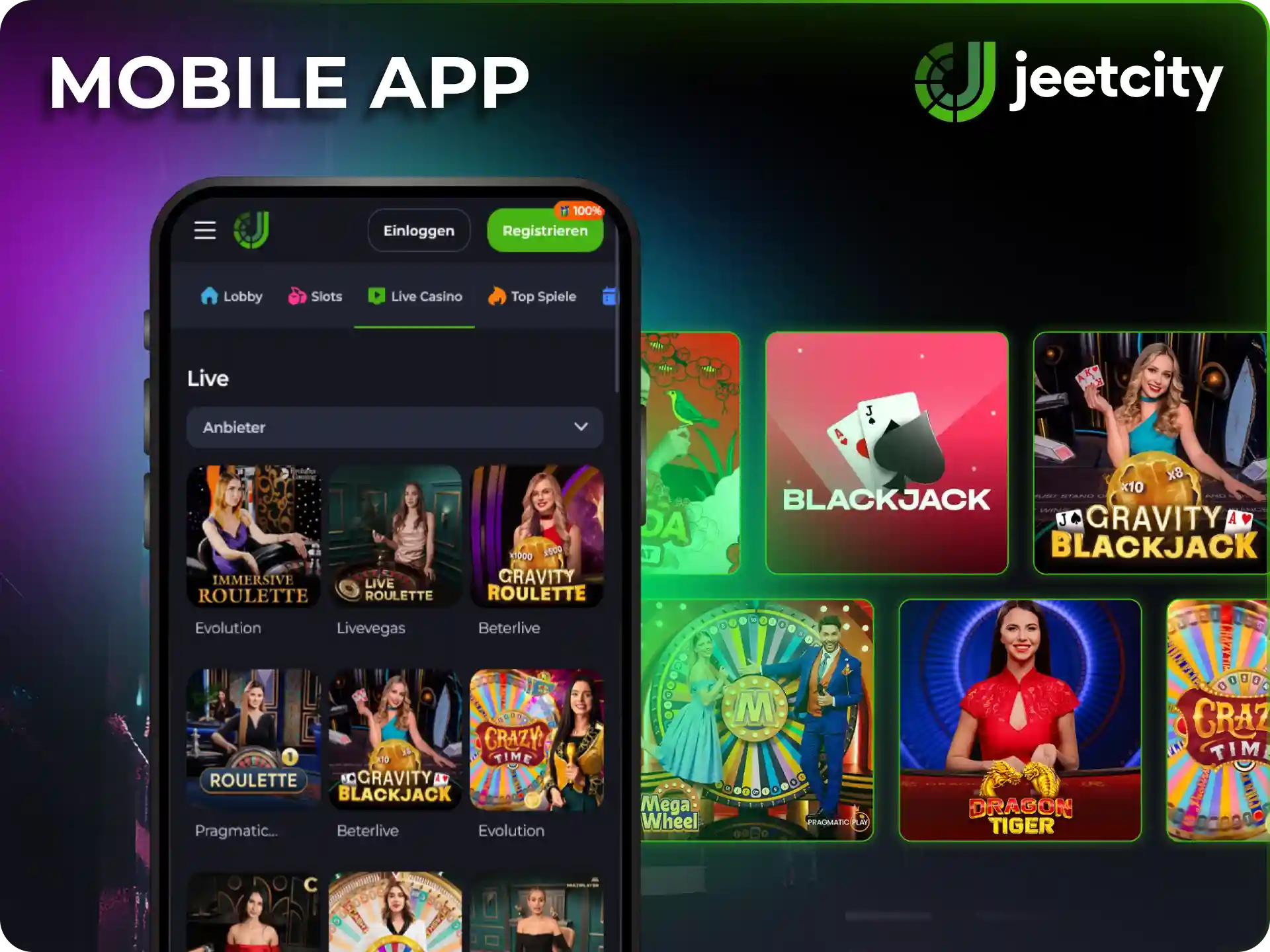 Nutze die JeetCity App für echtes Live Casino Vergnügen unterwegs.