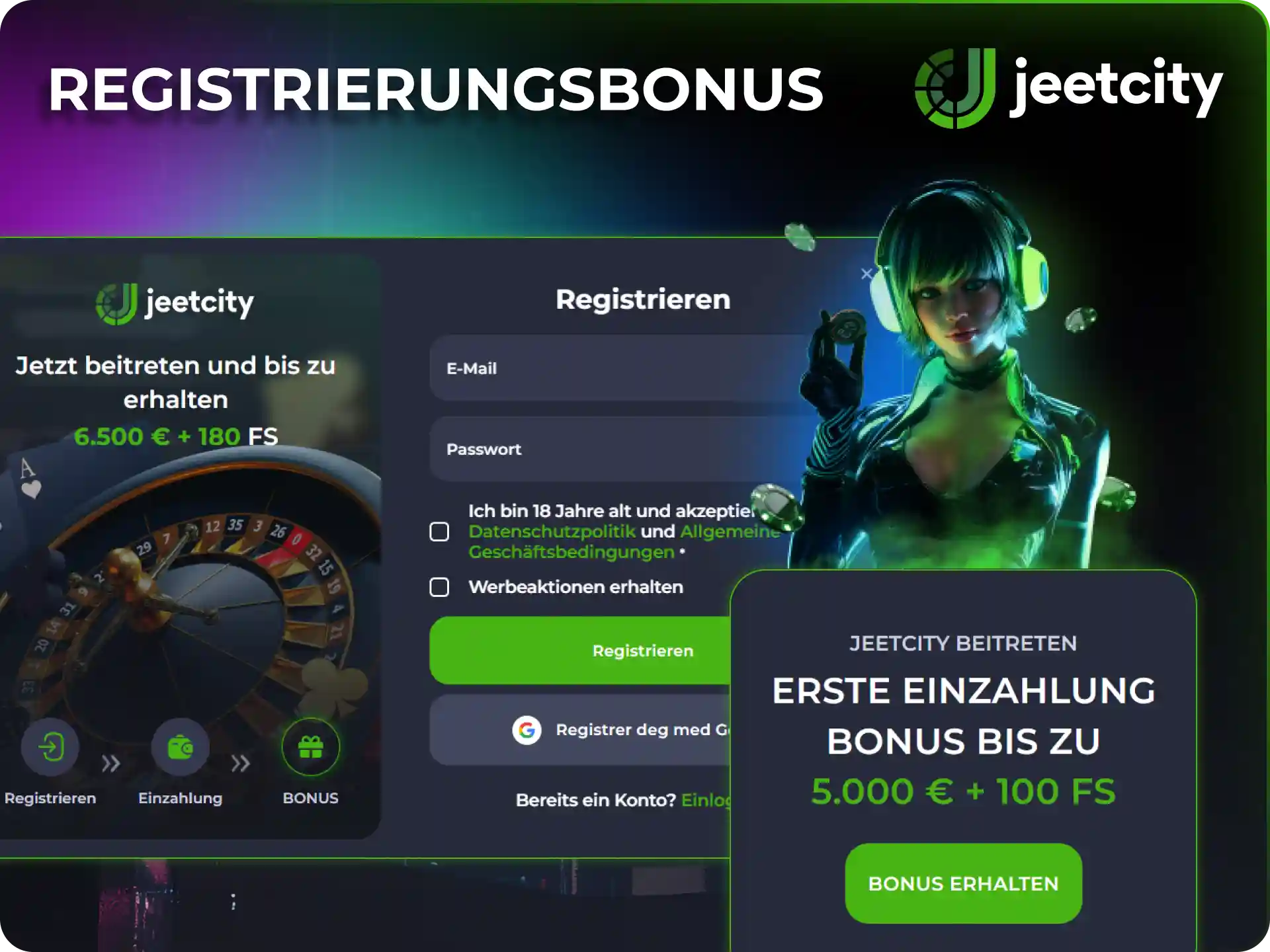 Sichere dir tolle Vorteile mit dem attraktiven JeetCity Registrierungsbonus.