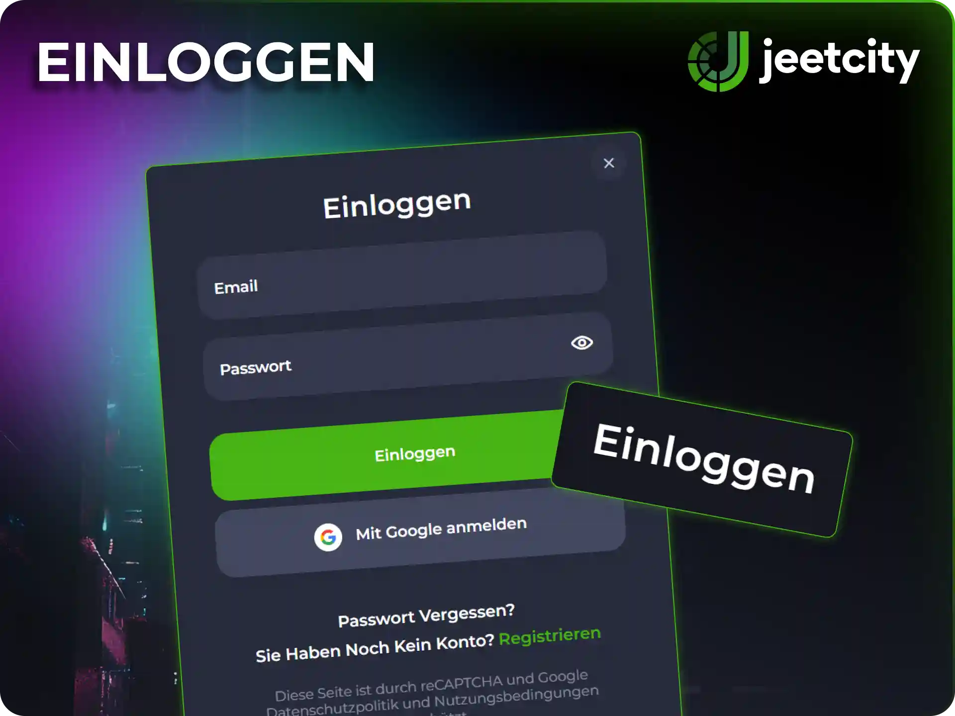 Logge dich bei JeetCity ein und nutze alle Spielfunktionen.