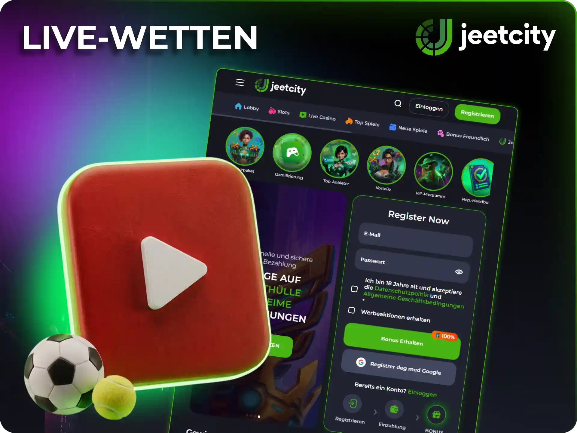 Verfolge Spiele in Echtzeit und gib deine JeetCity Live-Wetten ab.