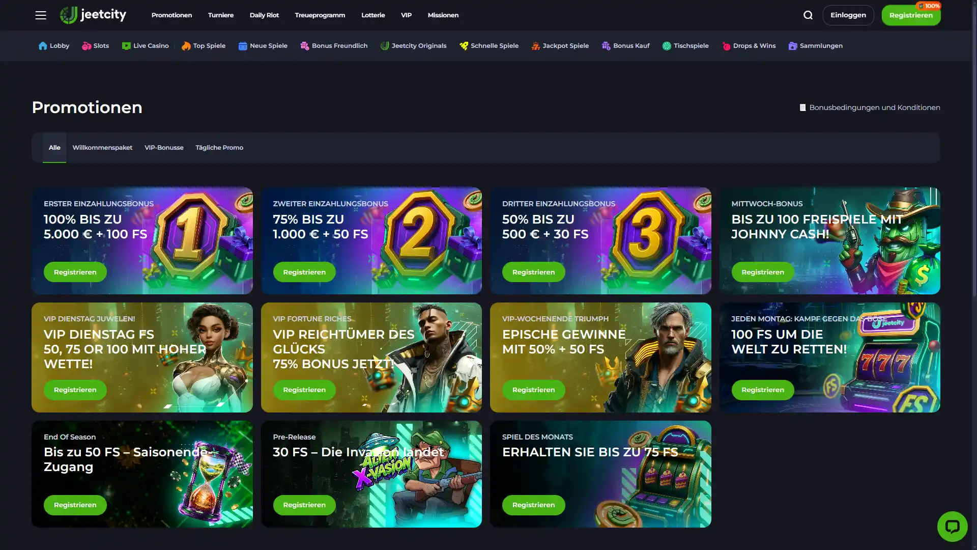 Sichere dir lukrative Bonusangebote auf der JeetCity Aktionsseite.