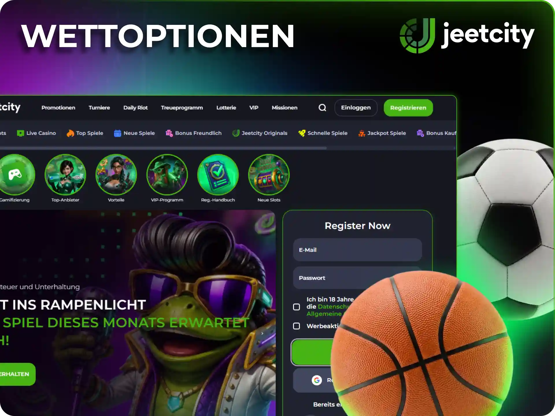 Platziere Tipps auf deinen Favoriten mit besten Wettoptionen bei JeetCity.