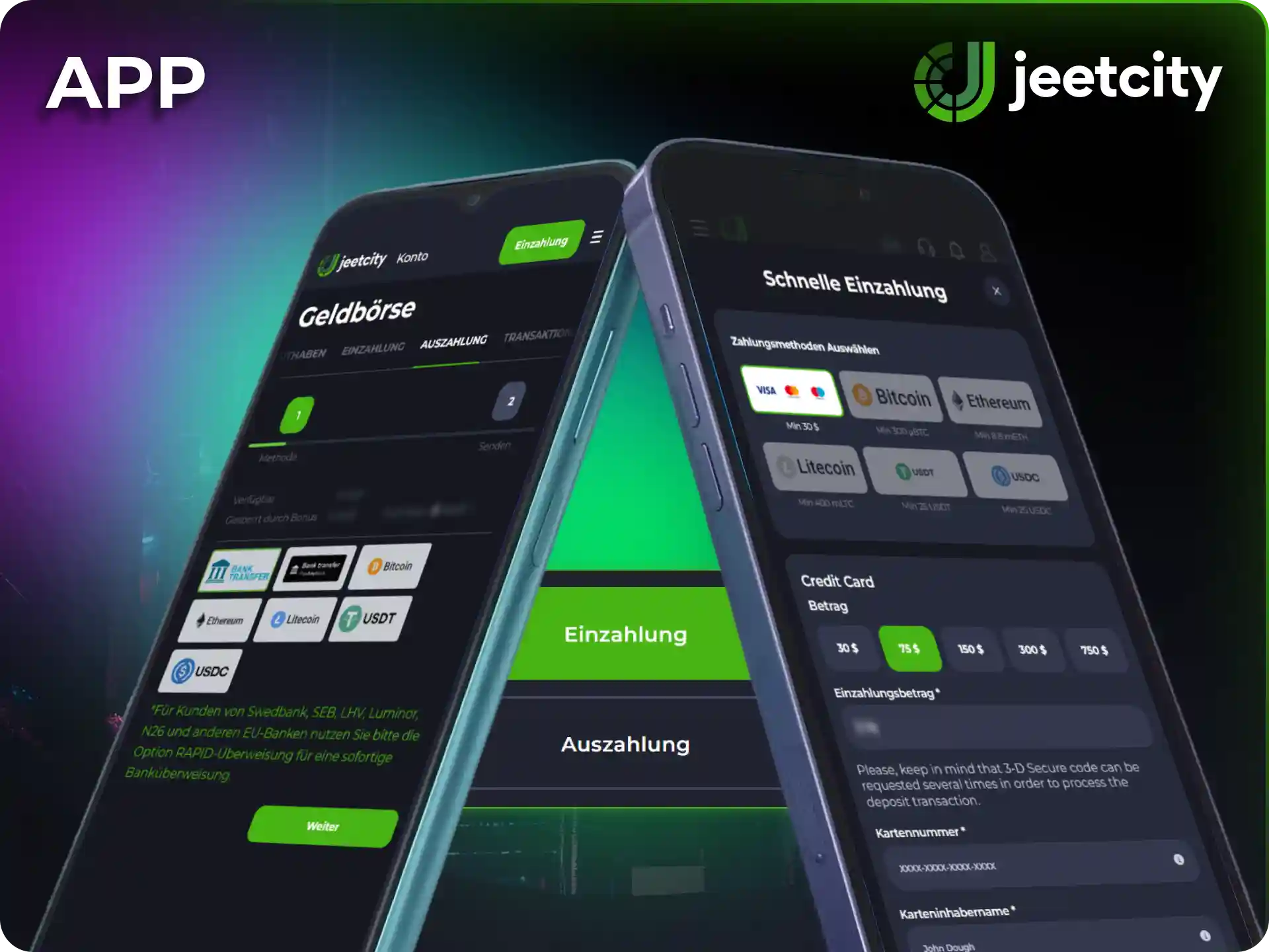 Tätige mobile JeetCity Zahlungen bequem auf deinem Smartphone.